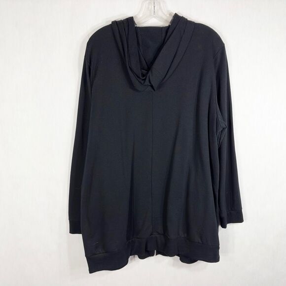 Woman Within‎ 18W 20W Jacket L Full Zip Black Pockets Hooded Jersey Knit 1439 - Picture 2 of 8